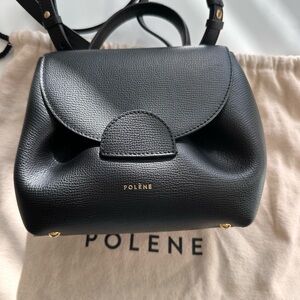 Polène Numéro Un Nano in black textured leather